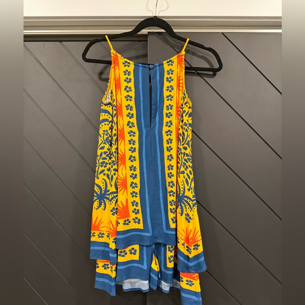 NWT Farm Rio x Anthropologie Tie-Neck Layered Romper XS - Picture 3 of 7